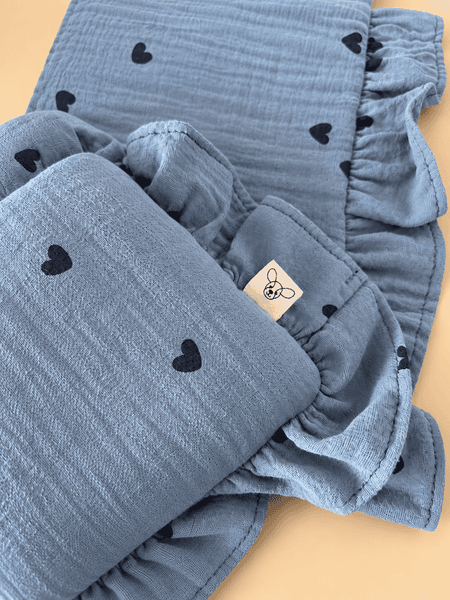 Muślinowy komplet pościeli dla lalek Blue Hearts